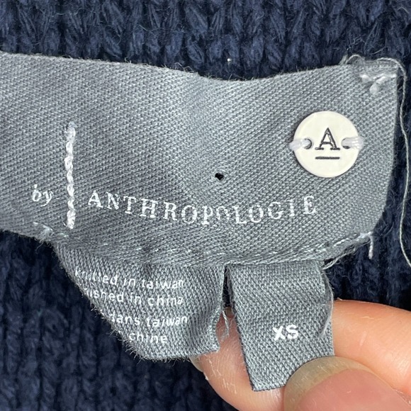 Anthropologie Anchors Away Cardigan Sweater Women XS Cable Knit Nautical Coastal - Picture 2 of 10